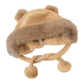 thumbnail image 3 of Opolski Women Plush Hat with Cute Bear Ears Soft Fuzzy Warm Thick Lace up Windproof Strap Autumn Winter Outdoor Cycling Girls Ear Cap Gift Choice Khaki, 3 of 8