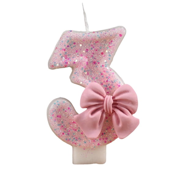 Pink Number Birthday Candles 0-9 Big Number Candle Cake Decoration Topper