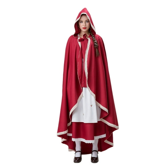 MAOWAPLG Women Cloak,Woman Fashion Patchwork Hooded Casual Party Long Medieval Cloak Stage Outfit