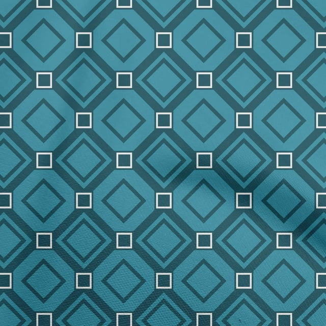oneOone Polyester Spandex Dark Teal Blue Fabric Geometric Sewing Craft Projects Fabric Prints By Yard 56 Inch Wide