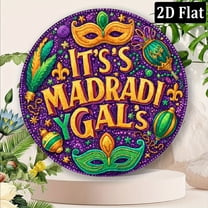 2D Flat, 1pc Mardi Gras Aluminum Sign, 8x8inch Vintage 2D Wall Decor, Fantasy Animal Theme for Room, Restaurant, Cafe, for Man Cave Garage, Metal Wall Art Decor