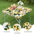 thumbnail image 4 of White Green Leaf Sunflower Pattern Square Fitted Tablecloth with Elastic Edge,Square Table Cover,Washable Elastic Table Cover for Home Kitchen Party Decor 34"x34", 4 of 6