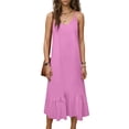 thumbnail image 3 of Vestido Largo de Hombro sin Mangas Cómodo sin Mangas Vestido Sólido de Cuello Redondo para Verano Y Primavera Vestido Casual Pantalones para Mujeres, 3 of 6