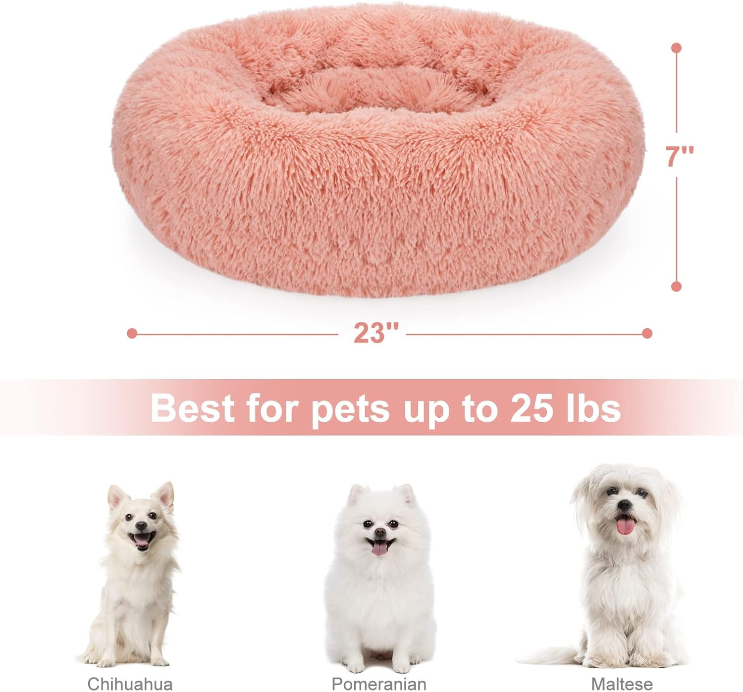 Orthopedic Dog Bed Comfortable Donut Cuddler Round Pet Beds Ultra Soft Washable Dog and Cat Cushion (20''/23''/30'') (23'', Brown)