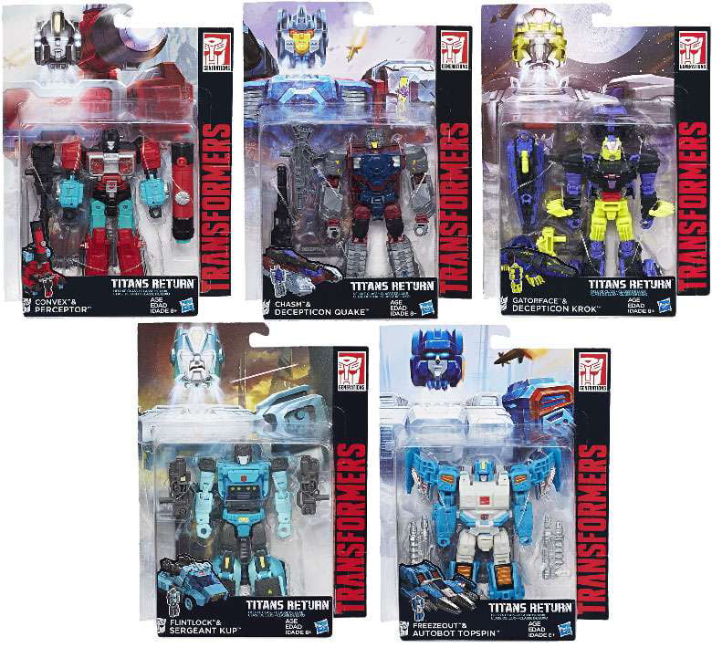 Transformers Generations Titans Return W4 Deluxe Quake Krok Topspin Kup 