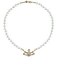thumbnail image 1 of Colliers de Perles Blanches en Cristal Strass Collier Saturne Planète, 1 of 4