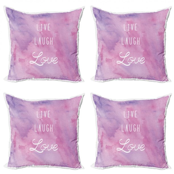 Live Laugh Love Throw Pillow Cushion Case Pack of 4, Dreamy Watercolors