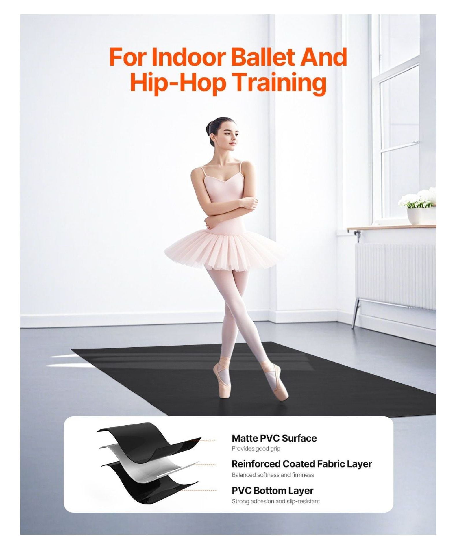 Wide PVC Yoga and Pilates Mat 6.6ft x 3ft – Protective Gym Flooring Set for Fitness Equipment & Workouts