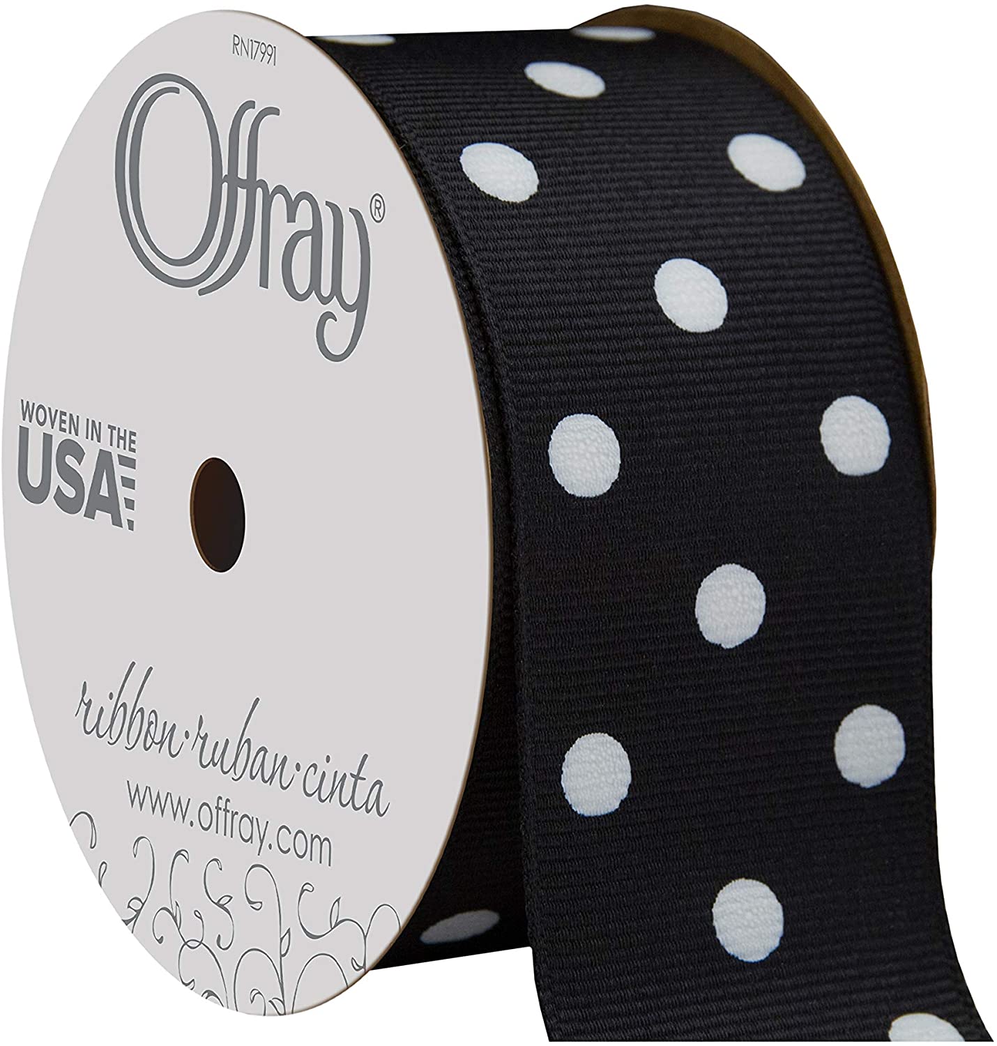 1.5 Polka Dots Ribbon beige and black polka dot ribbon Natural /& Black by the yard