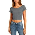 thumbnail image 5 of Ounisa Women's Basic Short Sleeve Scoop Neck Crop Top Backless Shirt, 5 of 7
