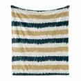 thumbnail image 1 of Striped Soft Flannel Fleece Blanket, Petrol Blue and Beige Paintbrush Strokes Design Lines Hand Drawn Art, Cozy Plush for Indoor and Outdoor Use, 50" x 60", Petrol Blue White Beige, by Ambesonne, 1 of 6