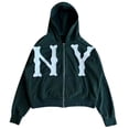 thumbnail image 2 of Men's Letter Embroidery Zip Up Hoodie Sweatshirt Long Sleeve Crewneck Colorful Hip Hop Streetwear Jacket, 2 of 3