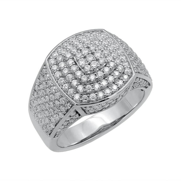 Forever Jewels 2.30Ct Round Cut Moissanite Men Cluster Engagement Ring 14K White Gold Plated