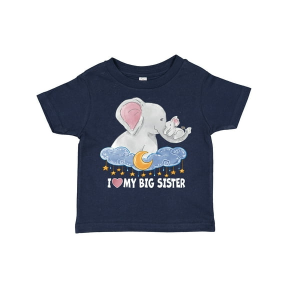 Inktastic I Love My Big Sister Cute Elephants with Moon and Stars Boys or Girls Toddler T-Shirt