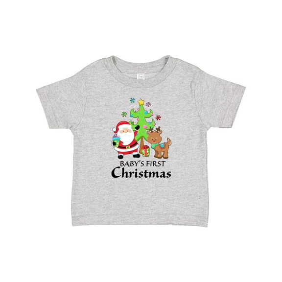 Inktastic Baby's 1st Christmas with Santa Reindeer and Tree Boys or Girls Baby T-Shirt