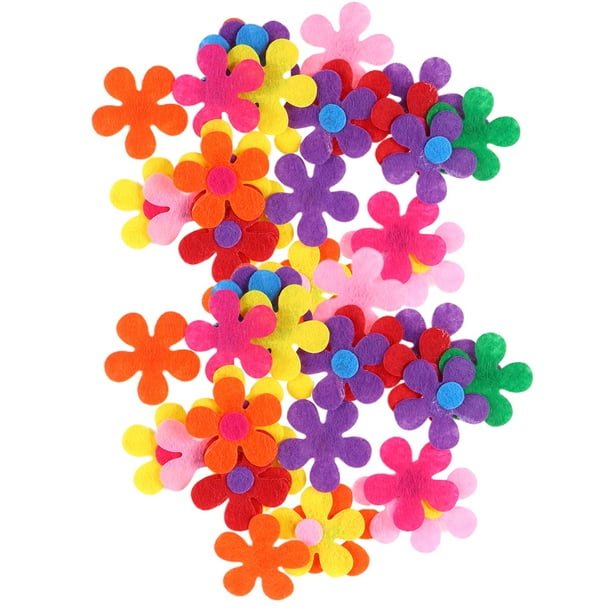 EeaseMX 100 flores de 2,8 cm hechas a mano, de tela no tejida, de cinco pétalos, de fieltro, con forma de flor, adornos de ciruela, suministros de tela para manualidades (color aleatorio)