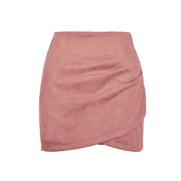 Pink faux top suede wrap skirt