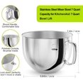 thumbnail image 2 of Bol Mélangeur en Acier Inoxydable 7QT Compatible avec Batteurs sur Socle Kitchenaid, Bol de Remplacement Kitchenaid pour Batteur sur Socle 7QT avec Poignée et Couvercle, 2 of 6