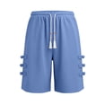 thumbnail image 4 of uublik Gym Shorts for Women Casual Elastic Waist Shorts Summer Beach Lightweight Short Pants with Pockets, Blue, 4 of 6