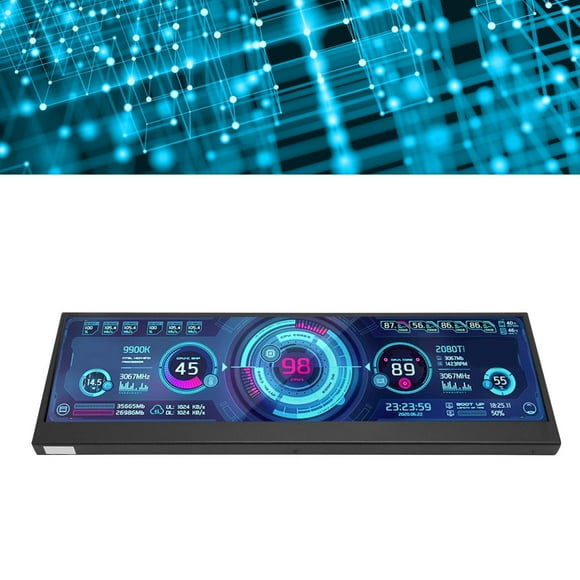 PC Temp Monitor, Dual Speaker Multifunction Easy To Install 14 Inch IPS CPU GPU Data Temperature Monitor for for Laptop
