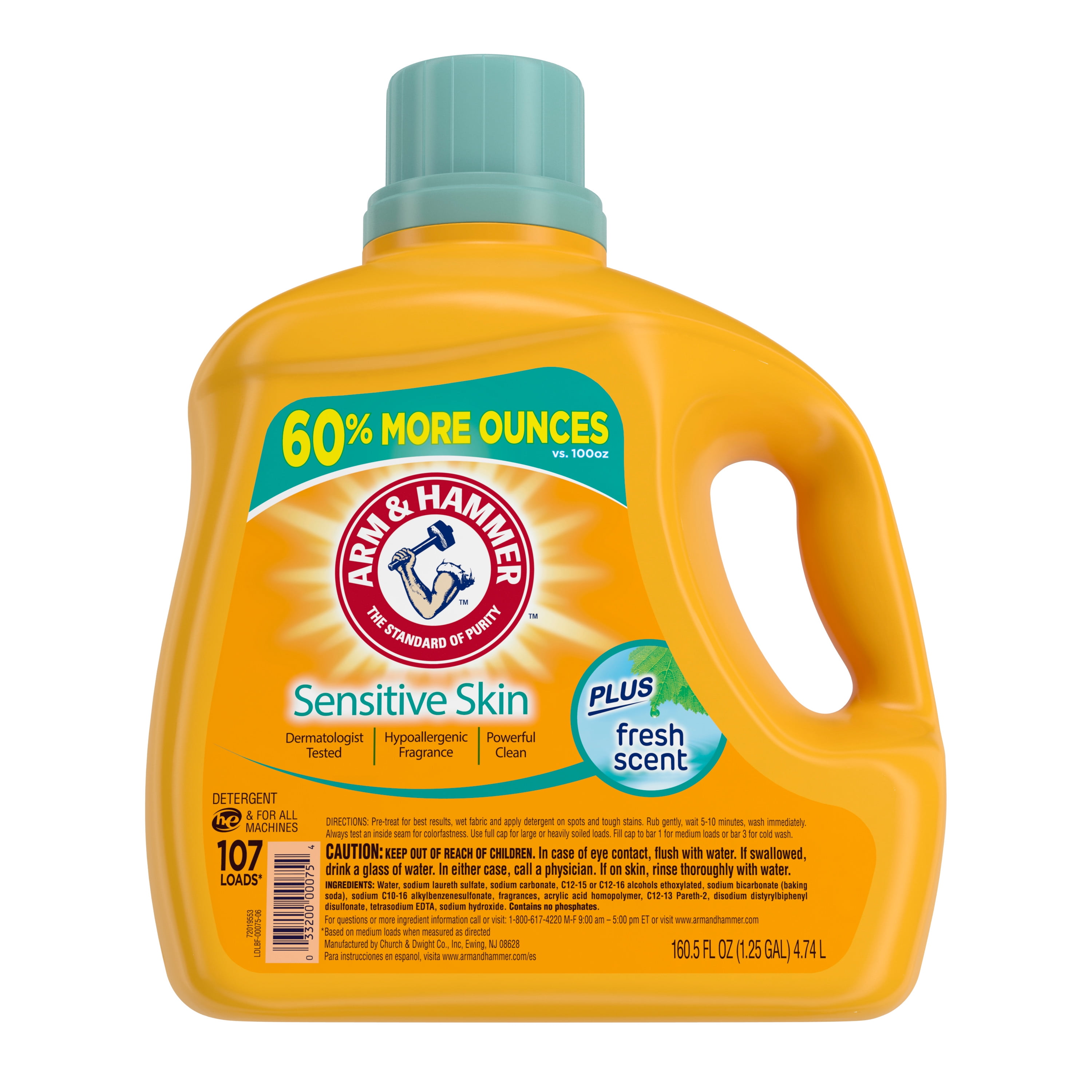 Arm & Hammer Sensitive Skin Plus Fresh Scent, 107 Loads Liquid Laundry