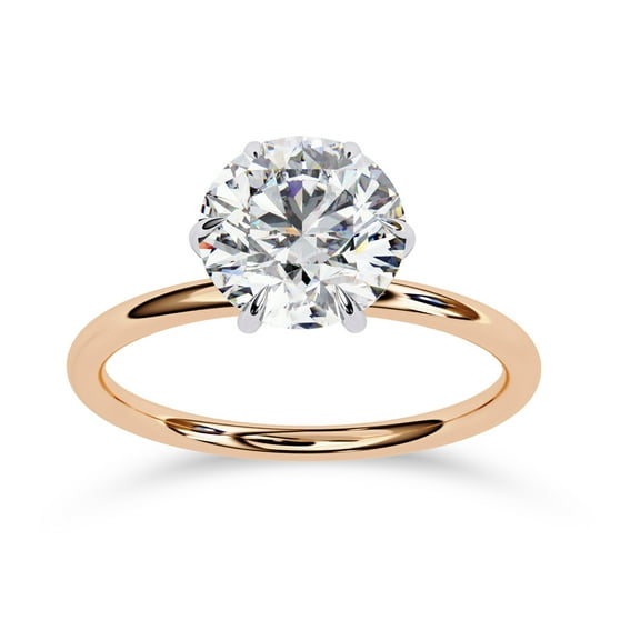 IGI Certified Lab Grown Diamond Solitaire Engagement Rings For Women, Center 8mm Round Cut 6-Prong Anniversary Wedding Ring In 18K Solid Rose Gold F-G, VS-SI Quality (1.90 Cttw) Ring Size-10