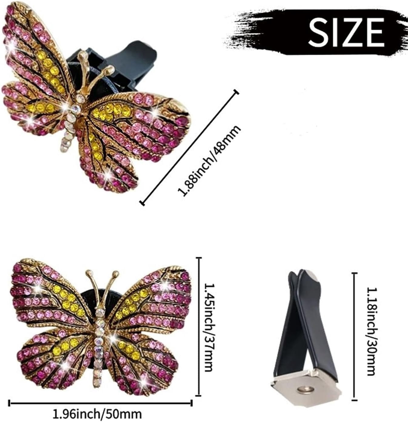 Glitter Butterfly Car Clip Interior Decoration, Cute Car Vent Clip Dashboard Decoration, Car Accessories Air Fragrance Vent Clip, Car Air Freshener Vent Clip, Girls Ladies Car Interior Decoration Cut