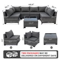 thumbnail image 3 of MOLIBYME 7 Pcs Outdoor Patio Furniture Set, Modular Outdoor Sectional Wicker Conversation Set, Rattan Sofa Set with Glass Table and Washable Cushion Covers, Gray, 3 of 10