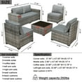 thumbnail image 3 of Vcatnet 6 Pieces Patio Furniture Outdoor Sectional Sofa Wicker Conversation Set with Coffee Table for Garden,Poolside,Dark gray, 3 of 8