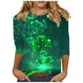 thumbnail image 2 of Craaazy Women's Casual St. Patrick's Day Printed Round Neck Three Quarter Sleeved T-shirt Loose Tops Gifts, 2 of 5