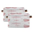 thumbnail image 2 of Christmas Pink Bows and Pink Snowflakes Square Storage Bins with Handles Collapsible Containing Box 1 Pack, 2 of 9