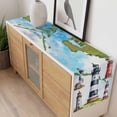 thumbnail image 4 of Lighthouse Table Runner - 108 Inch Long, Kitchen Dining Table Runner Dresser Scarves, Red Black Summer Oil Painting Ocean Beach Farmhouse Decor for Coffee Tables Wedding Party Banquet, 4 of 8