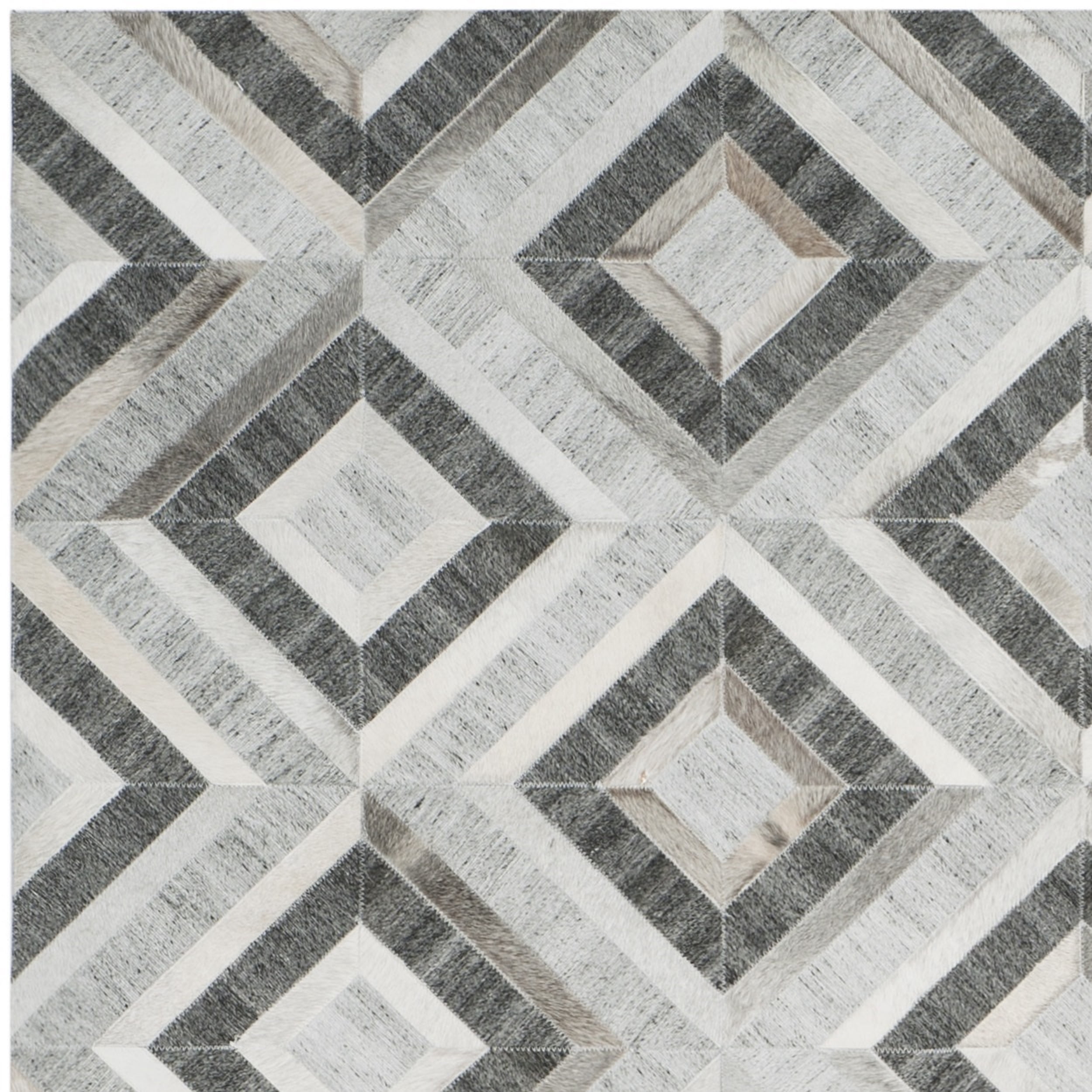 SAFAVIEH Studio Leather Mariam Geometric Area Rug, Ivory/Dark Grey, 8' x 10'