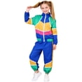 thumbnail image 3 of FINALGANG Girls Boys 2 Piece Tracksuit Kids Retro Color Block Zip Up Long Sleeve Jacket With Contrast Panels Matching Jogger Pants For Casual Daily Wear Trendy Set, 3 of 8