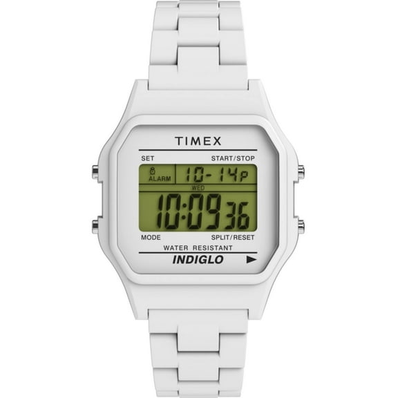 Timex TW2V20100 Unisex 80 Digital Dial White Resin Bracelet Watch