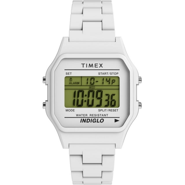 Timex TW2V20100 Unisexe 80 Cadran Numérique Bracelet Montre en Résine Blanche