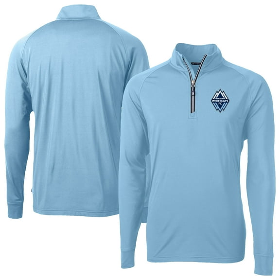 Men's-Cutter & Buck  Powder Blue Vancouver Whitecaps FC Adapt Eco Knit Stretch Recycled Raglan Quarter-Zip Pullover Top