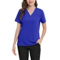thumbnail image 3 of Womens Scrubs, Ladies' Lightweight Solid Color V Neck Pocket Side Slit Short Sleeved T Shirt Grey Scrubs Long Sleeve Women 4Th Shirts Royal Shirts Tank (XL, Blue) ZMTing, 3 of 3