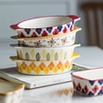 thumbnail image 3 of 420ML Oval Ceramic Baking Pan Cheese Baked Rice Pan Creative Spaghetti Plate Double Ears Oven Baking Vegetable Plate, 3 of 4