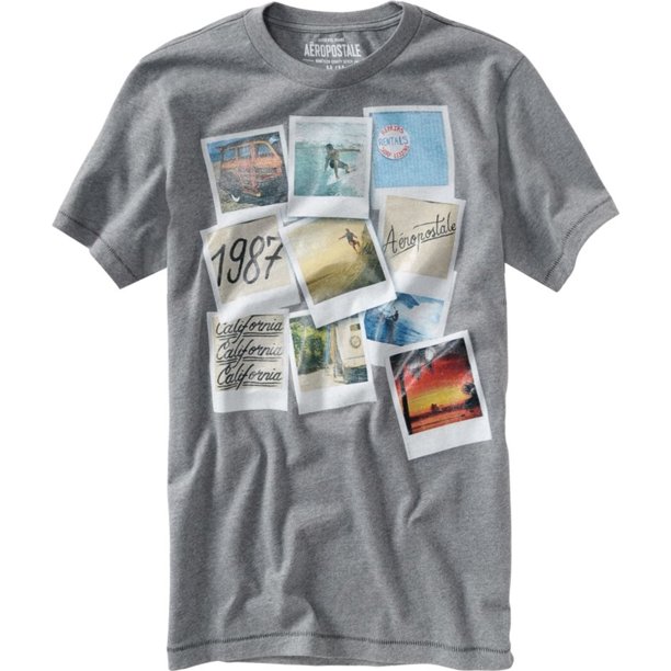 Aeropostale - Camiseta gráfica para hombre, color gris, extragrande