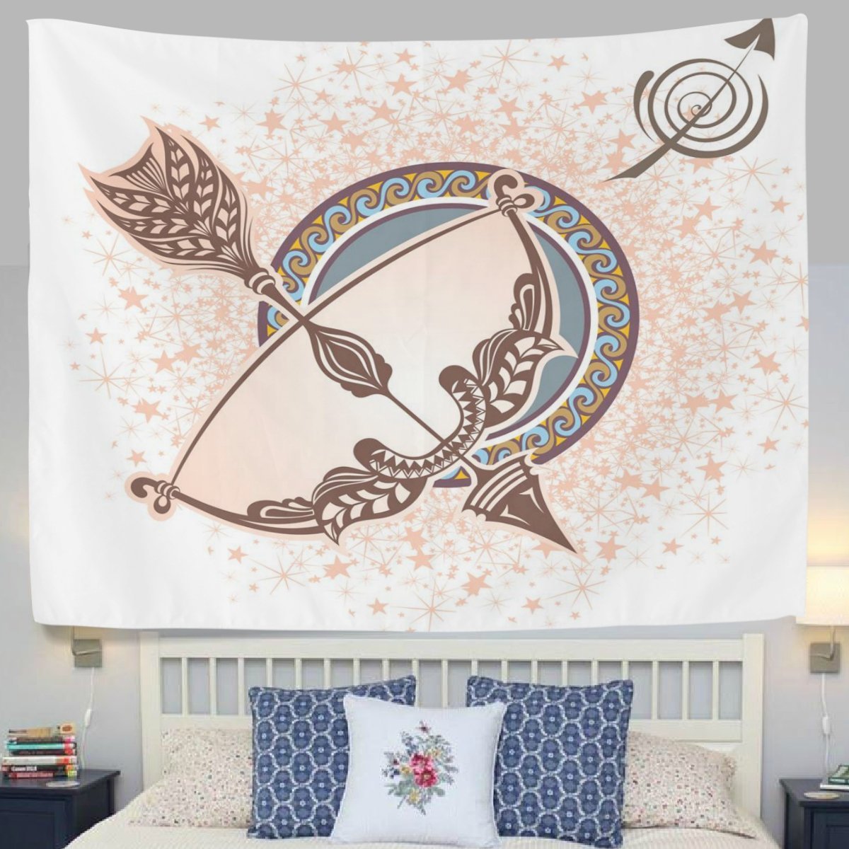 POPCreation Elegant Pink Star 12 Constellation Horoscope Sagittarius Fabric Tapestry Throw Dorm ...