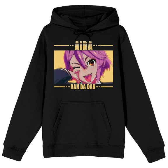 Dandadan Aira Shiratori Dandadan text Kanji text on Black Adult Hoodie-Medium