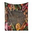 thumbnail image 1 of Gingerbread Man Soft Flannel Fleece Throw Blanket, Christmas Frame with Spices Biscuits Elements on Table Art Print, Cozy Plush for Indoor and Outdoor Use, 50" x 60", Multicolor, by Ambesonne, 1 of 6