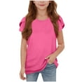 thumbnail image 2 of Delliss Girls' Summer Crew Neck T Shirts Petal Sleeve Cute Casual Fashion Tops 5-15 Years, 2 of 7