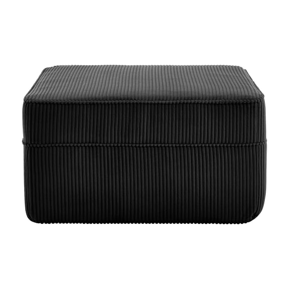 Newest Boneless Ottoman, Black Corduroy Cloud Footrest with Memory Foam, No Assembly Needed, Square