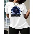 thumbnail image 2 of Women'S Casual Crew Neck T-Shirt with Portrait & Wednesday Print, 100% Polyester Knit Fabric, All-Season Short-Sleeved Tee, Regular Length - Fashionable Women'S Clothing, 2 of 7