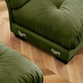 thumbnail image 3 of Modern Two-seater Sofa with Ottoman in Olive Green - Velvet, Durable & Comfortable for Living Room, 3 of 14