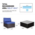 thumbnail image 5 of Kinbor 5 Pcs Outdoor Patio Furniture Set, Rattan Wicker Sofa Set with Coffee Table and Dark Blue Cushions, 5 of 9