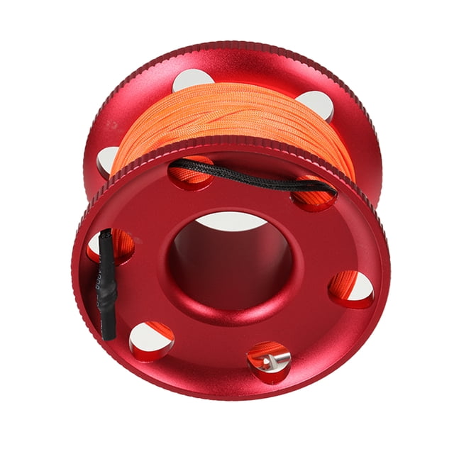 Eigraketly Carrete de buceo, carrete de dedo, aluminio compacto, acero inoxidable, línea naranja, accesorios de seguridad para esnórquel, pesca Deportes acuáticos Rojo