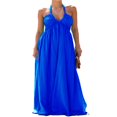thumbnail image 1 of Robe à Nouer pour Femmes Col Halter Couleur Unie pour Tenue Décontractée d'Été, 1 of 2